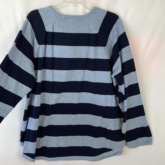 Jeanne Pierre Black and Blue Striped Sweater - Size 2X - Picture 6 of 9